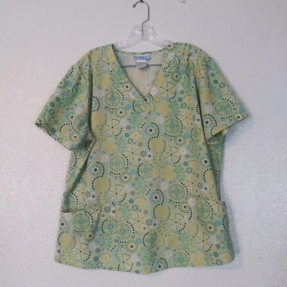 SB Scrubs, Women's Size Large, Lime Green multicolor Scrub